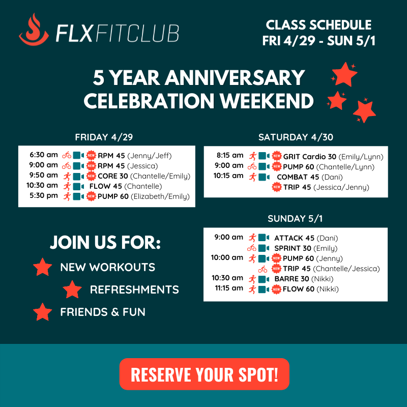 Anniversary Weekend Class Schedule